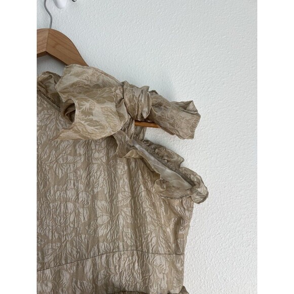 Rare Ulla Johnson Organza Brocade Ruffled Gown Ivory Gold Metallic Tiered Dress - Picture 9 of 13